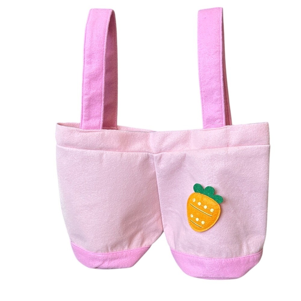 Spritz Pink Kids Girl Easter Tote Bag Pink w/Carrot Patch & Fuzzy Tail GIFT NEW